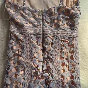 Elliat fitted spaghetti strap sheer and embroidered dress